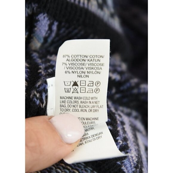 Lucky Brand Lotus Sz S Blue Aztec Open Front Draped Knit Sweater Cardigan Women - Picture 8 of 8